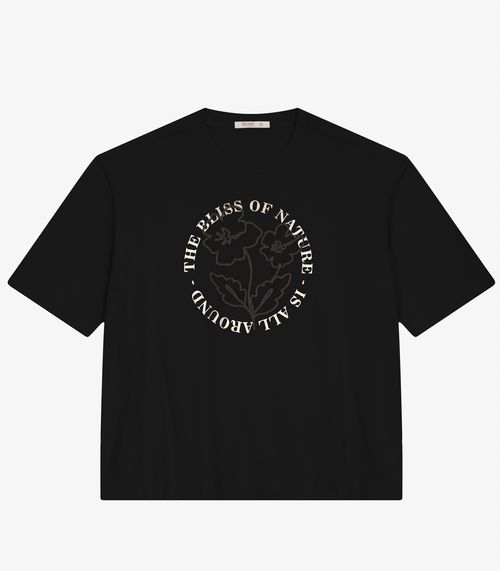 Camiseta Plus Size em Meia Malha Secret Glam Preto