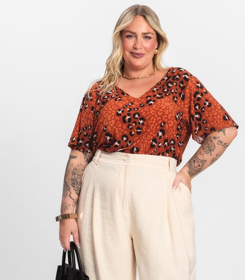 Blusa Feminina Plus Size Infinita Cor Laranja