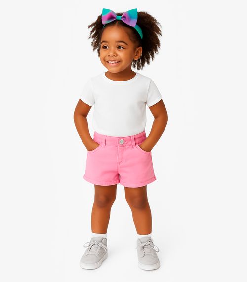 Short Infantil Jeans Com Bolsos Select Rosa
