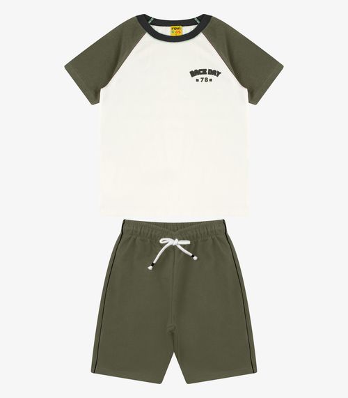Conjunto Camiseta com Bermuda Masculino Rovi Kids Verde