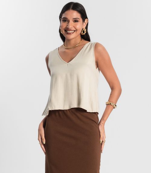 Regata Feminina de Viscose Rovitex Bege