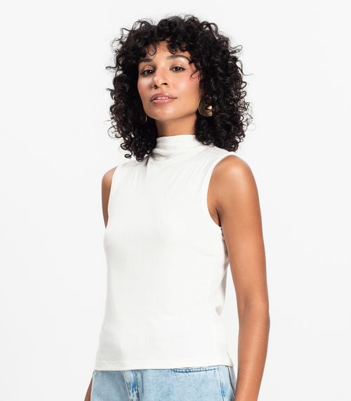 Blusa em Ribana Canelada Rovitex Bege