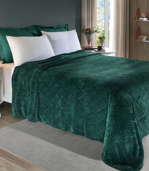 Cobertor Flannel Casal Lar E Lazer Verde
