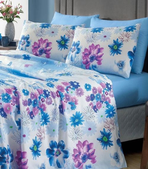 Jogo de Cama 150 Fios Casal 4 Peças Lar E Lazer Azul