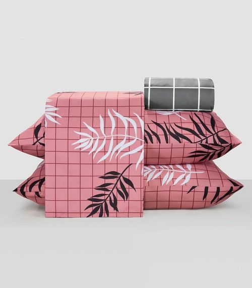 Jogo De Cama 200 Fios Queen 4 Peças Lar E Lazer Rosa