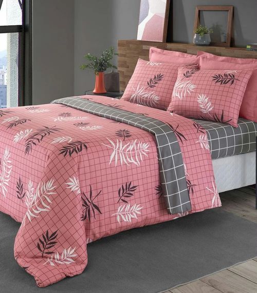Jogo De Cama Solteiro 3 Peças Lar E Lazer Rosa