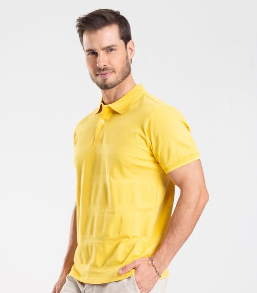 Polo Piquet Masculina Diametro Amarelo