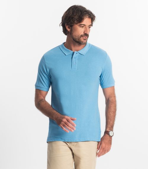 Polo Masculina Em Piquet Diametro Azul