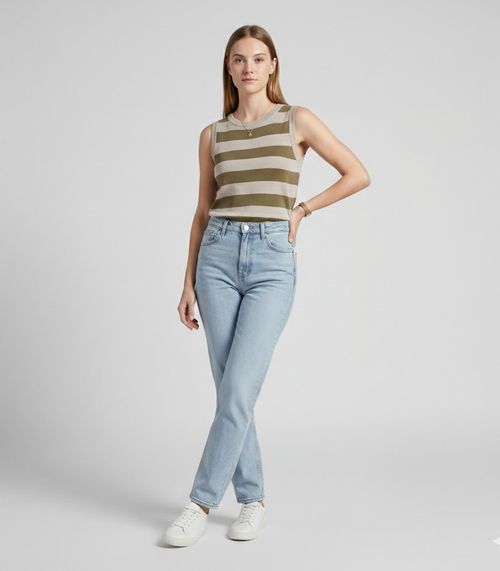 Blusa Feminina Listrada Em Tricot Sea Surf Bege