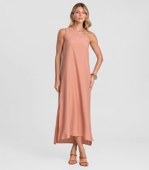 Vestido Midi em Tecido Dianna Marrom