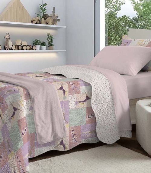 Jogo De Colcha Evolution Infantil Solteiro Camesa Rosa