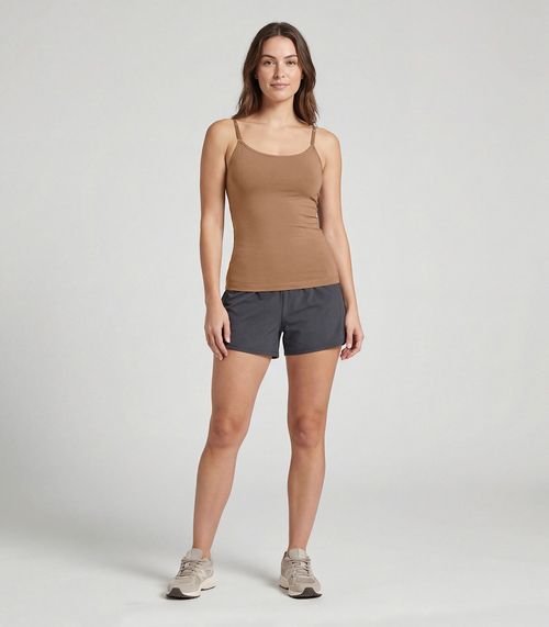 Blusa Regata Em Poliamida Com Bojo Sea Surf Bege