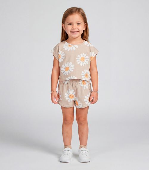 Conjunto Infantil Feminino Short E Blusa Select Marrom