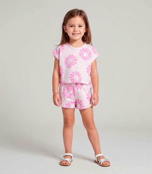 Conjunto Infantil Feminino Short E Blusa Select Rosa