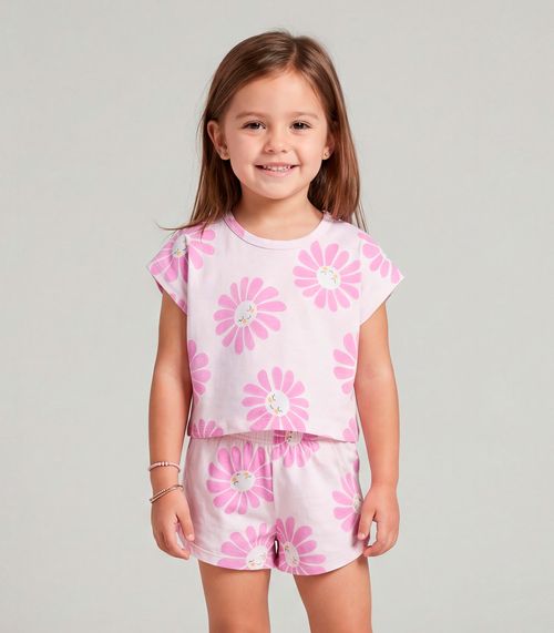 Conjunto Infantil Feminino Short E Blusa Select Rosa