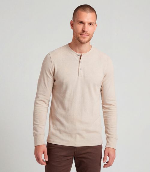Camiseta Masculina Manga Longa Malhão Diametro Bege
