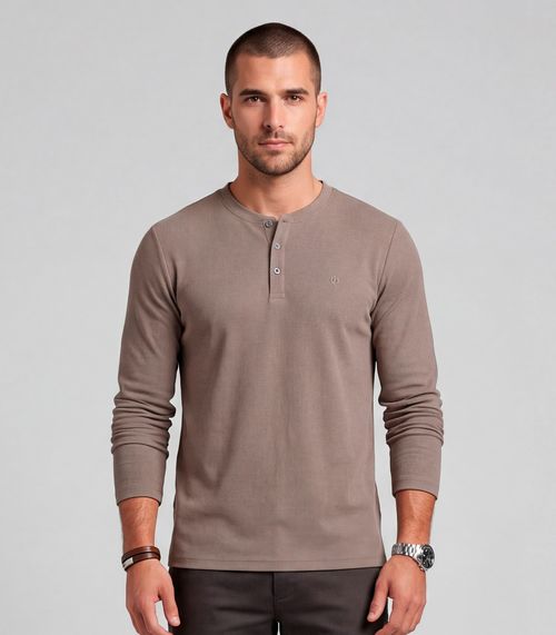 Camiseta Masculina Manga Longa Malhão Diametro Marrom
