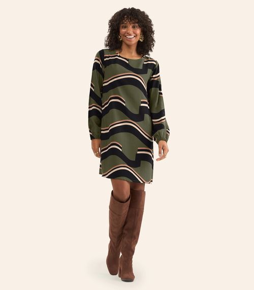 Vestido Curto Feminino Manga Longa Rovitex Verde