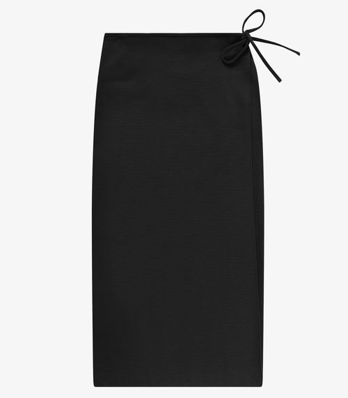 Saia Midi Feminina Envelope Em Malhão Rovitex Preto