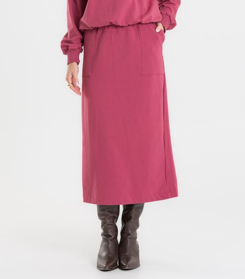 Saia Midi Feminina Em Molecotton Com Fenda Rovitex Vermelho