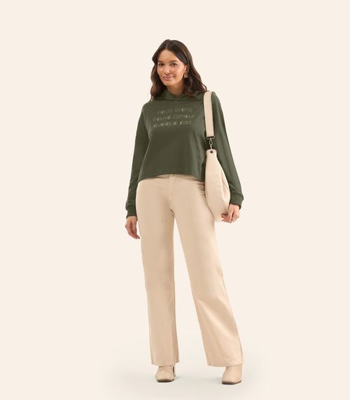 Blusão Cropped Feminino Com Capuz Rovitex Verde