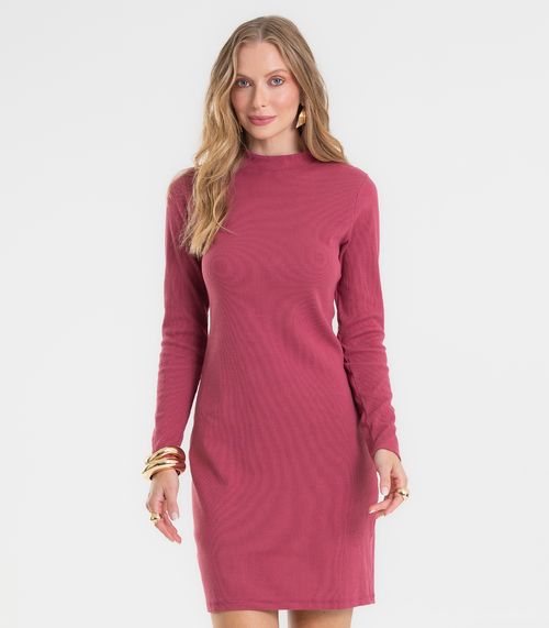 Vestido Feminino Manga Longa Ribana Básico Rovitex Vermelho