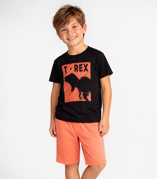 Conjunto Infantil Blusa E Bermuda Masculina Select Preto