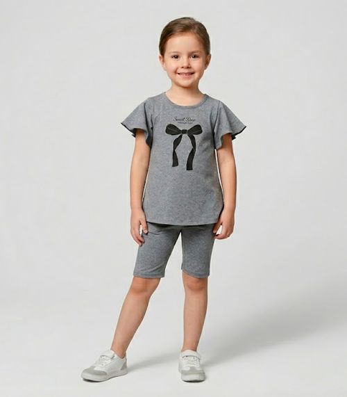 Conjunto Infantil Feminino Blusa E Ciclista Select Cinza