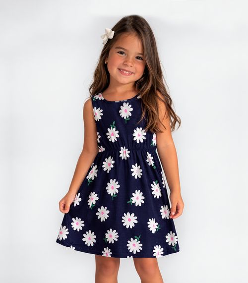 Vestido Infantil Com Cintura Franzida Select Azul