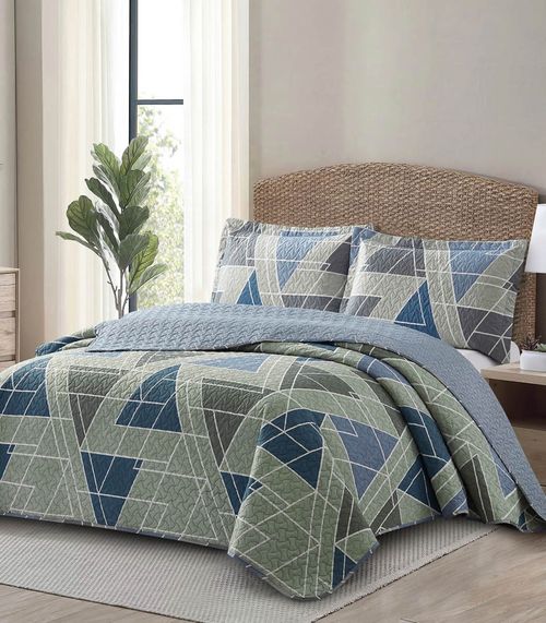 Kit Cobre Leito Matelassê Queen Appel Azul