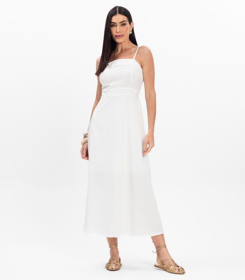 Vestido Midi Feminino De Alcinha Atrativa Modas Branco