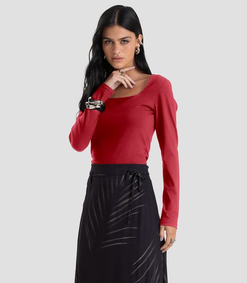 Blusa Feminino  Manga Longa Dianna Vermelho