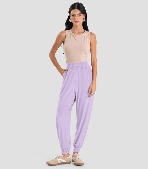Calça Feminina Jogger Veludo Cotelê Dianna Roxo