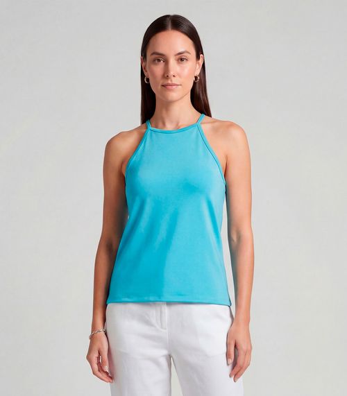 Blusa Feminina Com Cava Americana Infinita Cor Azul