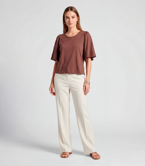 Blusa Feminina Com Manga Godê Infinita Cor Marrom