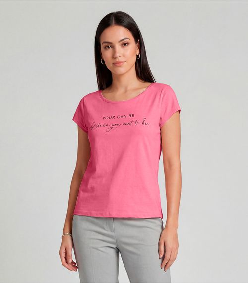 Blusa Feminina Meia Malha Com Estampa Infinita Cor Rosa