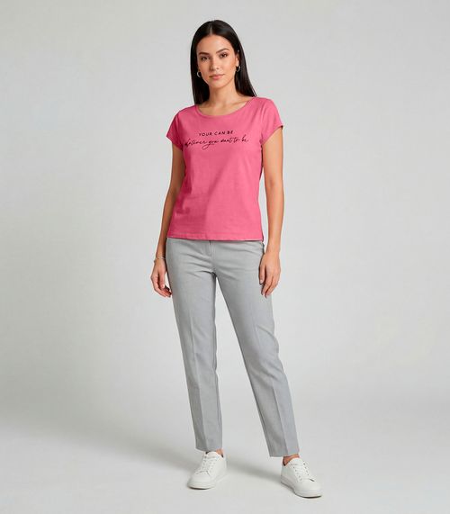 Blusa Feminina Meia Malha Com Estampa Infinita Cor Rosa