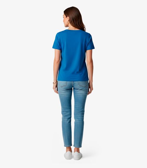 Blusa Feminina Manga Curta Infinita Cor Azul