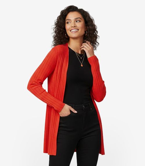 Cardigan Feminino Canelado Infinita Cor Vermelho
