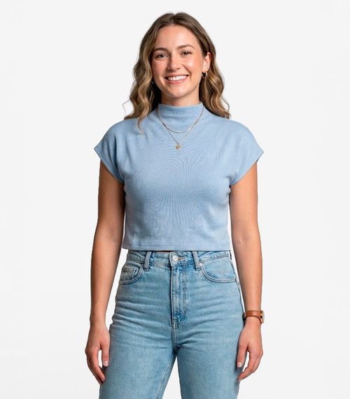 Blusa Feminina Com Gola Chaminé Select Azul