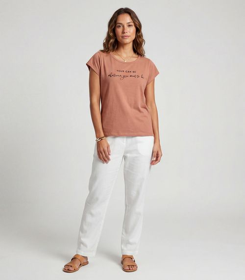 Blusa Feminina Meia Malha Com Estampa Infinita Cor Marrom