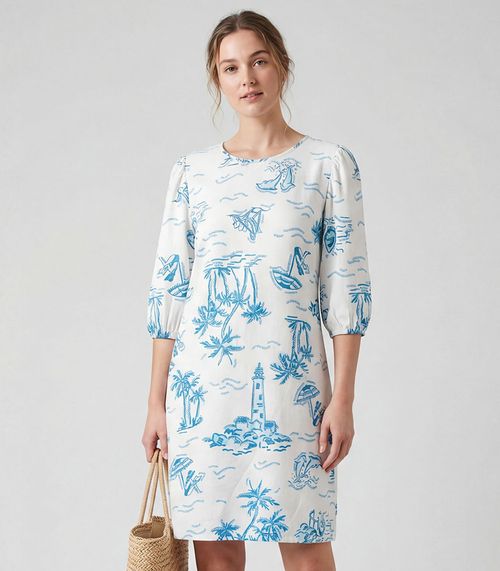 Vestido Midi Com Manga Flare 3/4 Infinita Cor Azul