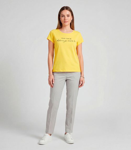 Blusa Feminina Meia Malha Com Estampa Infinita Cor Amarelo