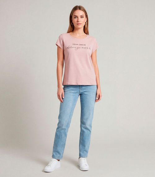Blusa Feminina Meia Malha Com Estampa Infinita Cor Rosa