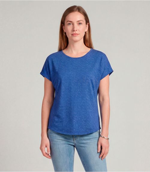 Blusa Feminina Básica Manga Curta Infinita Cor Azul