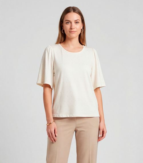 Blusa Feminina Com Manga Godê Infinita Cor Bege