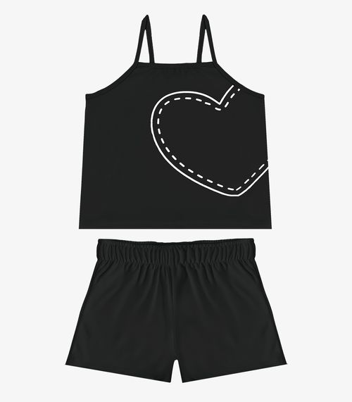 Conjunto Infantil Blusa e Shorts Menina Select Preto
