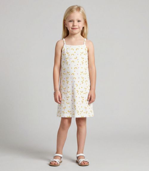 Vestido Infantil em Cotton Leve Rotativo Select Bege