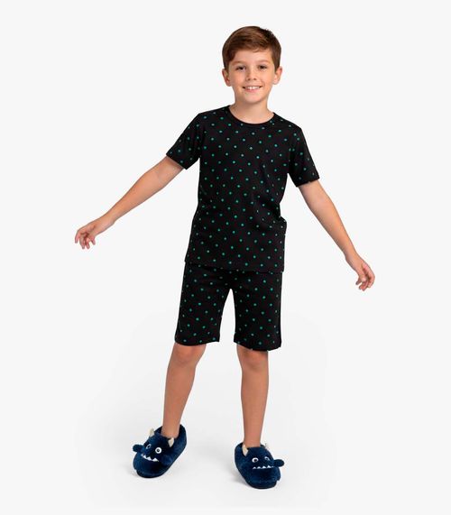 Pijama Infantil Camiseta e Bermuda Select Preto
