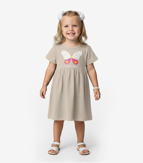 Vestido Infantil em Molecotton Select Bege